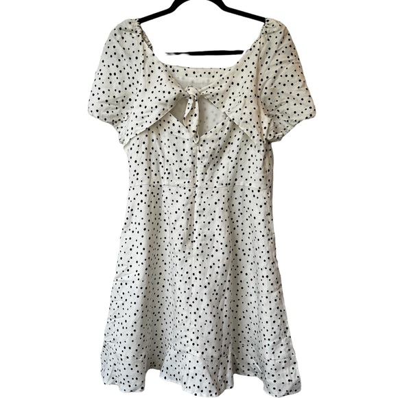 LOFT Dotted Tie Back Flare Mini Dress - Picture 7 of 10